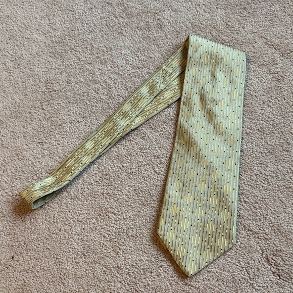 pavone Other - Pavone Gold Tone Silk Tie with Black Pin Dots